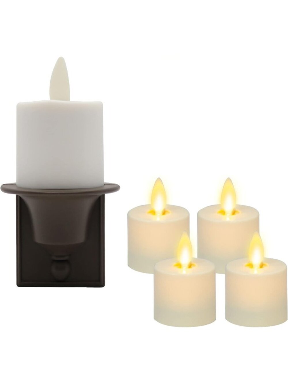 Flameless Candle Bundle Set with Moving Flame LED Tealights - Dusk to Dawn